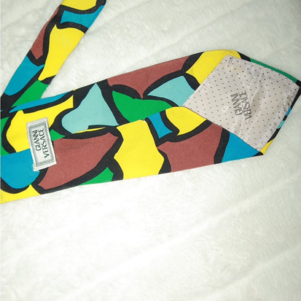 Versace Multicolor Geometric Tie - image 2